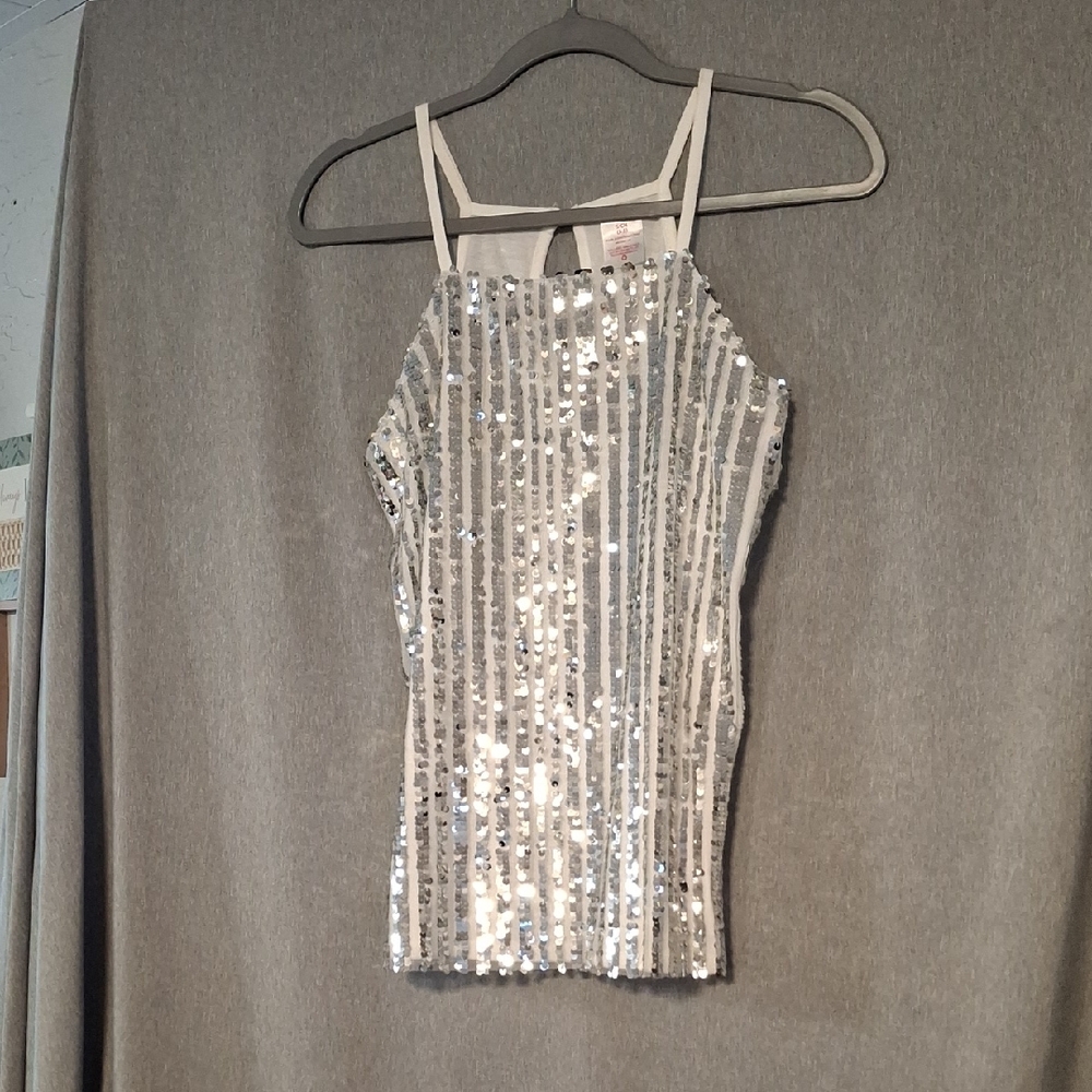 Sequin Halter Top - Silver